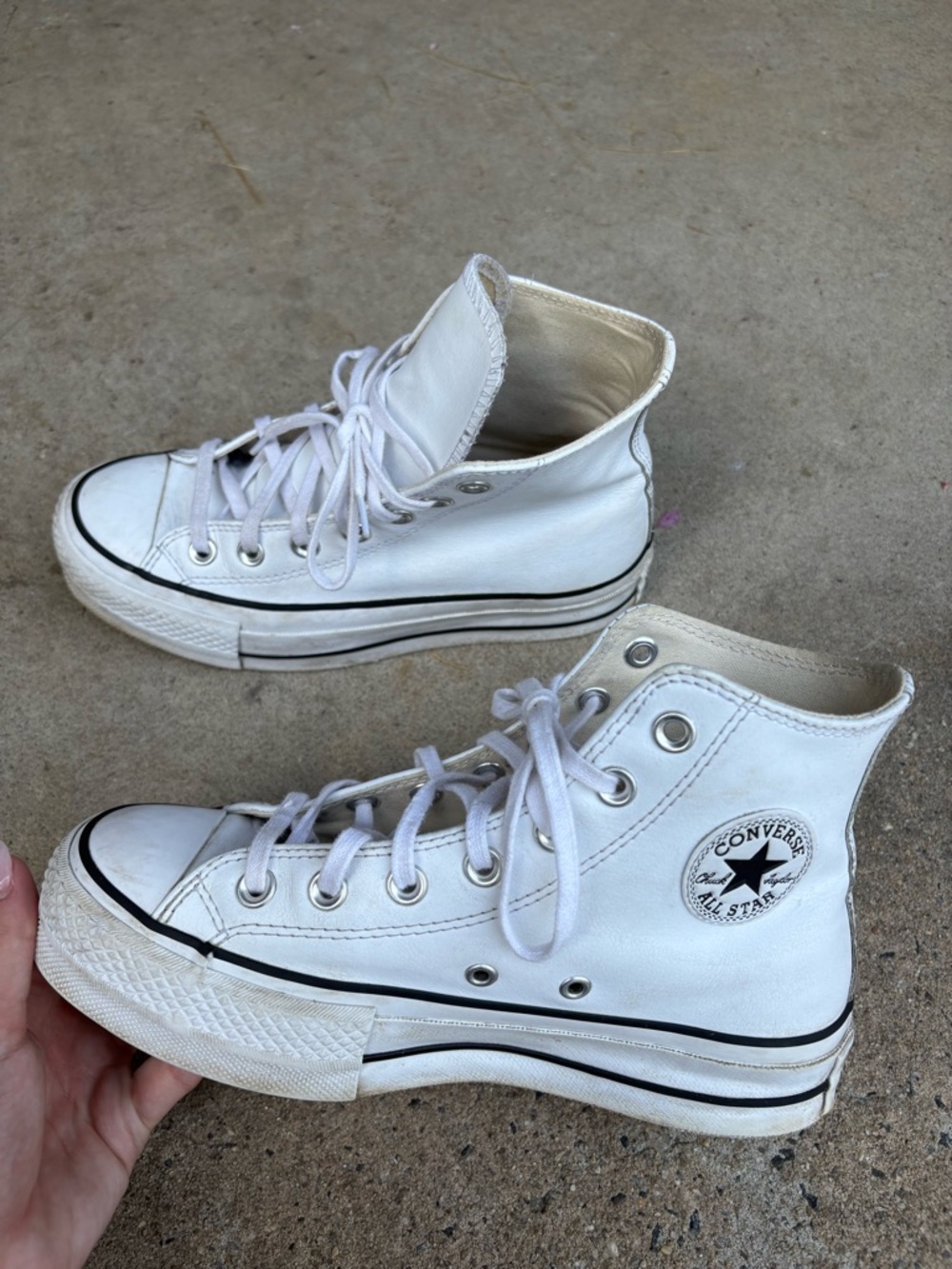 Converse Chuck Taylor All Star White High Top Sneakers - White Leather Platform